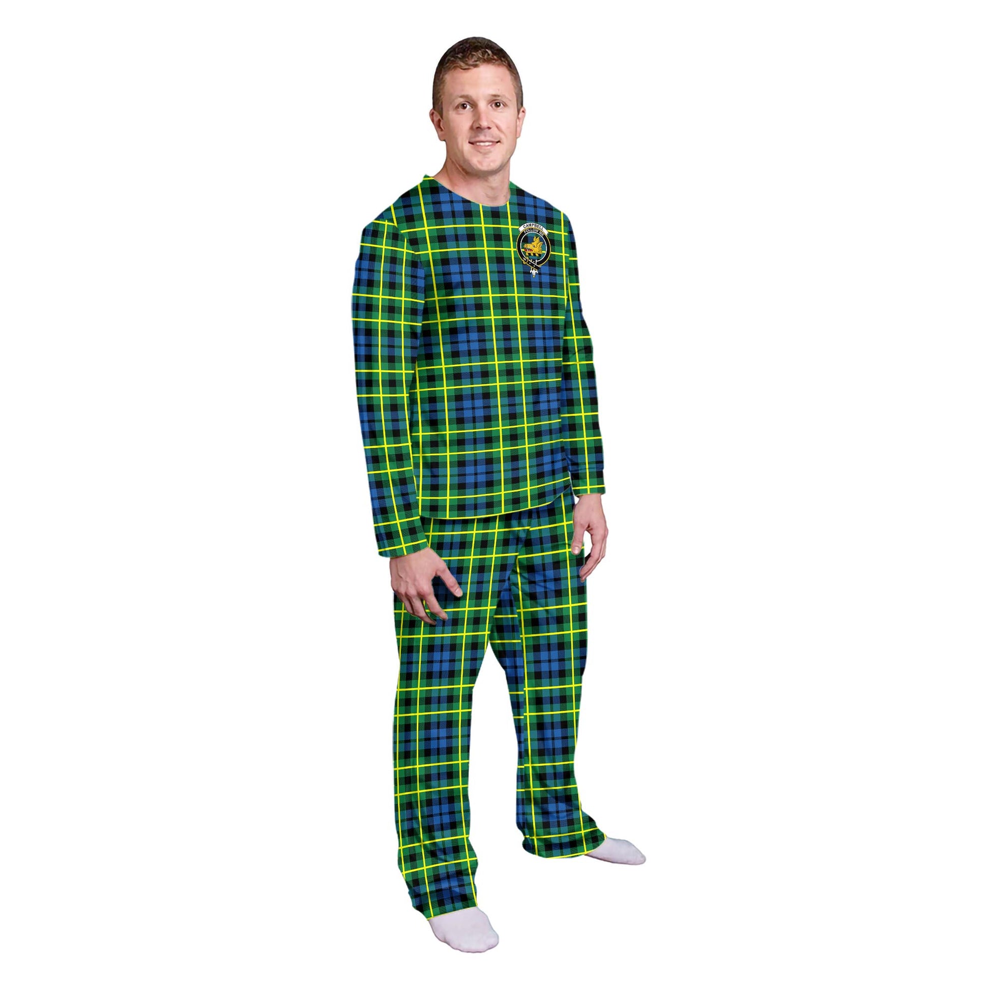 Campbell of Breadalbane Ancient Tartan Pajamas Family Set with Family Crest - Tartan Vibes Clothing