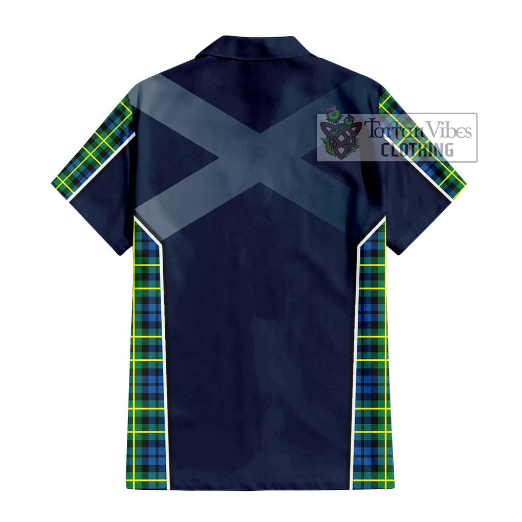 Campbell of Breadalbane Ancient Tartan Short Sleeve Button Shirt with Family Crest and Lion Rampant Vibes Sport Style - Tartan Vibes Clothing