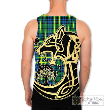 Campbell of Breadalbane Ancient Tartan Men's Tank Top with Family Crest Celtic Wolf Style