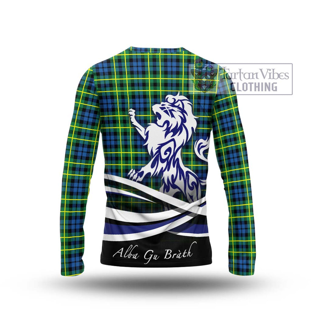 Campbell of Breadalbane Ancient Tartan Long Sleeve T-Shirt with Alba Gu Brath Regal Lion Emblem - Tartanvibesclothing Shop