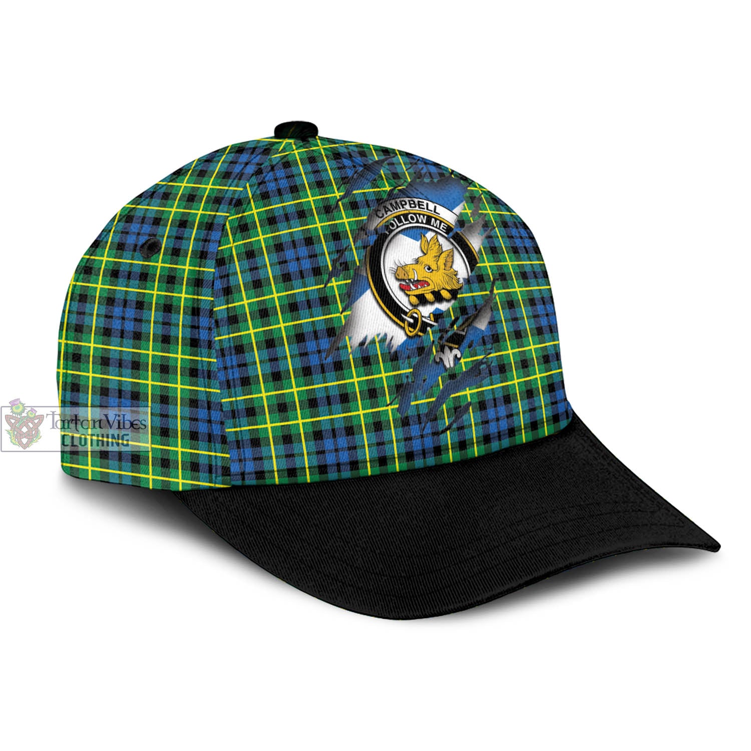 Tartan Vibes Clothing Campbell of Breadalbane Ancient Tartan Classic Cap with Family Crest In Me Style