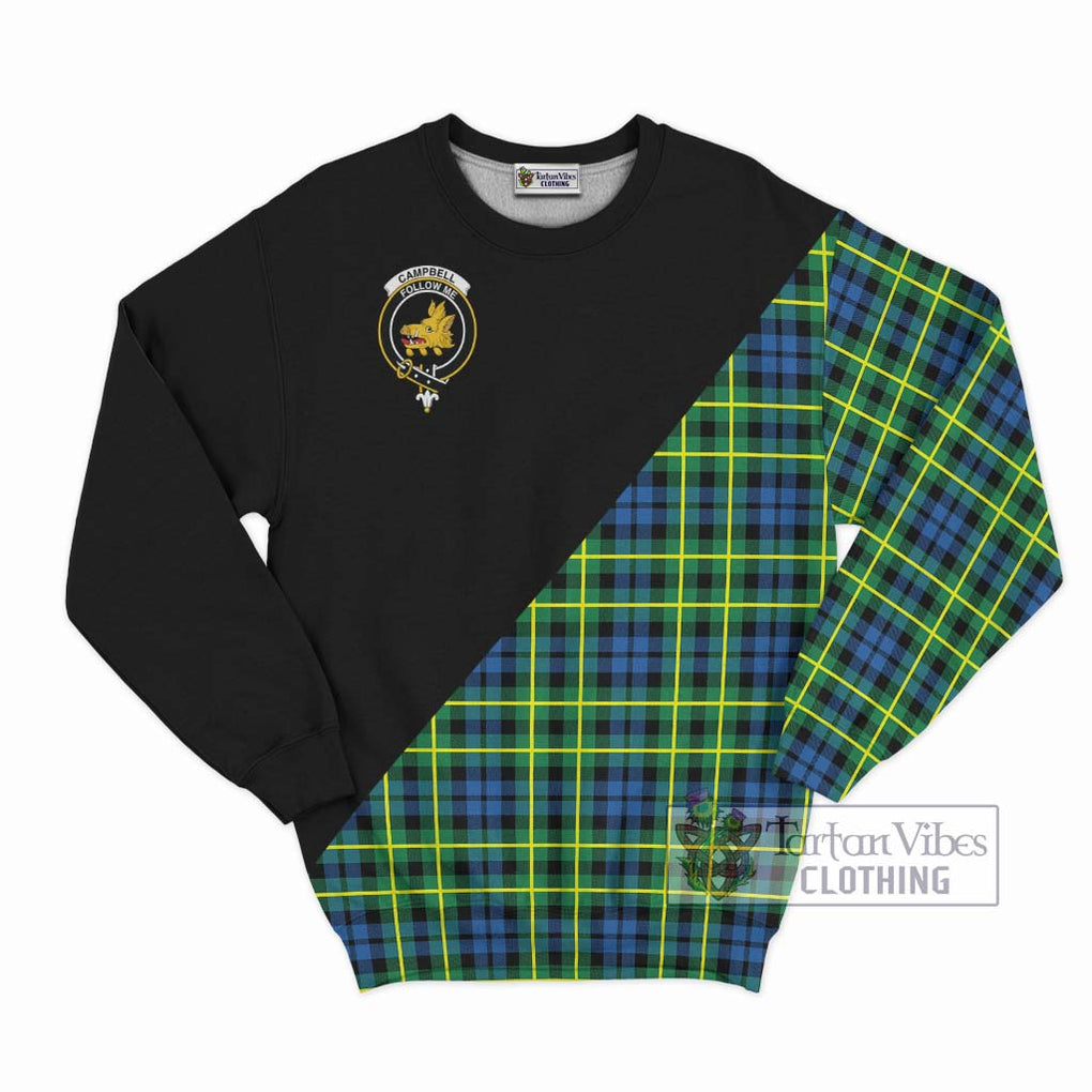 Campbell of Breadalbane Ancient Tartan Sweatshirt with Family Crest and Military Logo Style - Tartanvibesclothing Shop