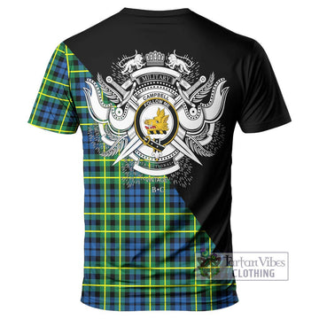 Campbell of Breadalbane Ancient Tartan T-Shirt with Family Crest and Military Logo Style