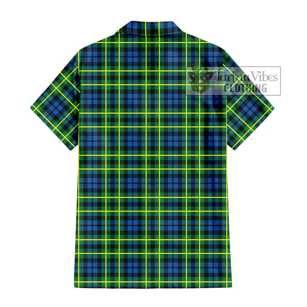 Campbell of Breadalbane Ancient Tartan Short Sleeve Button Shirt with Family Crest DNA In Me Style - Tartanvibesclothing Shop