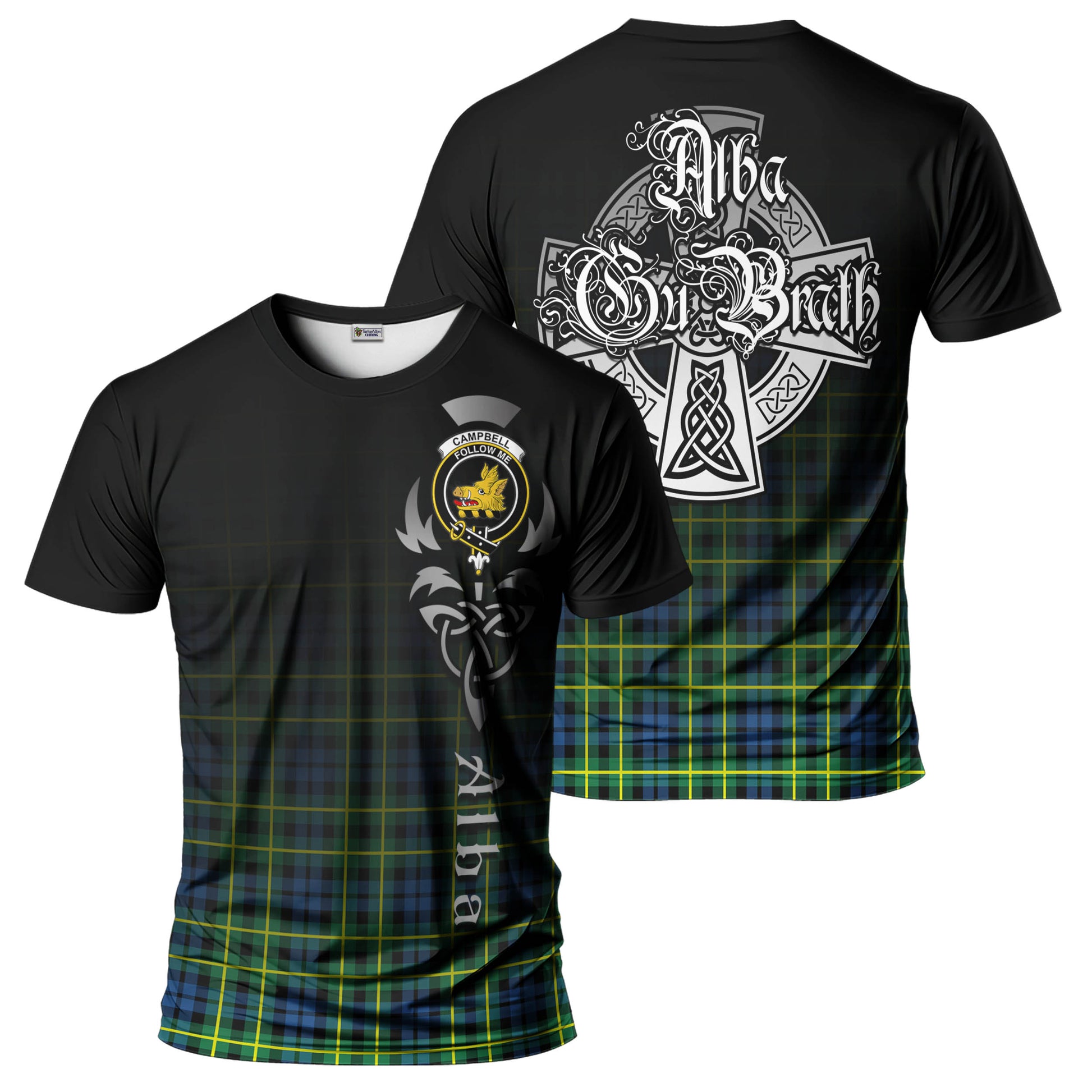 Tartan Vibes Clothing Campbell of Breadalbane Ancient Tartan T-Shirt Featuring Alba Gu Brath Family Crest Celtic Inspired