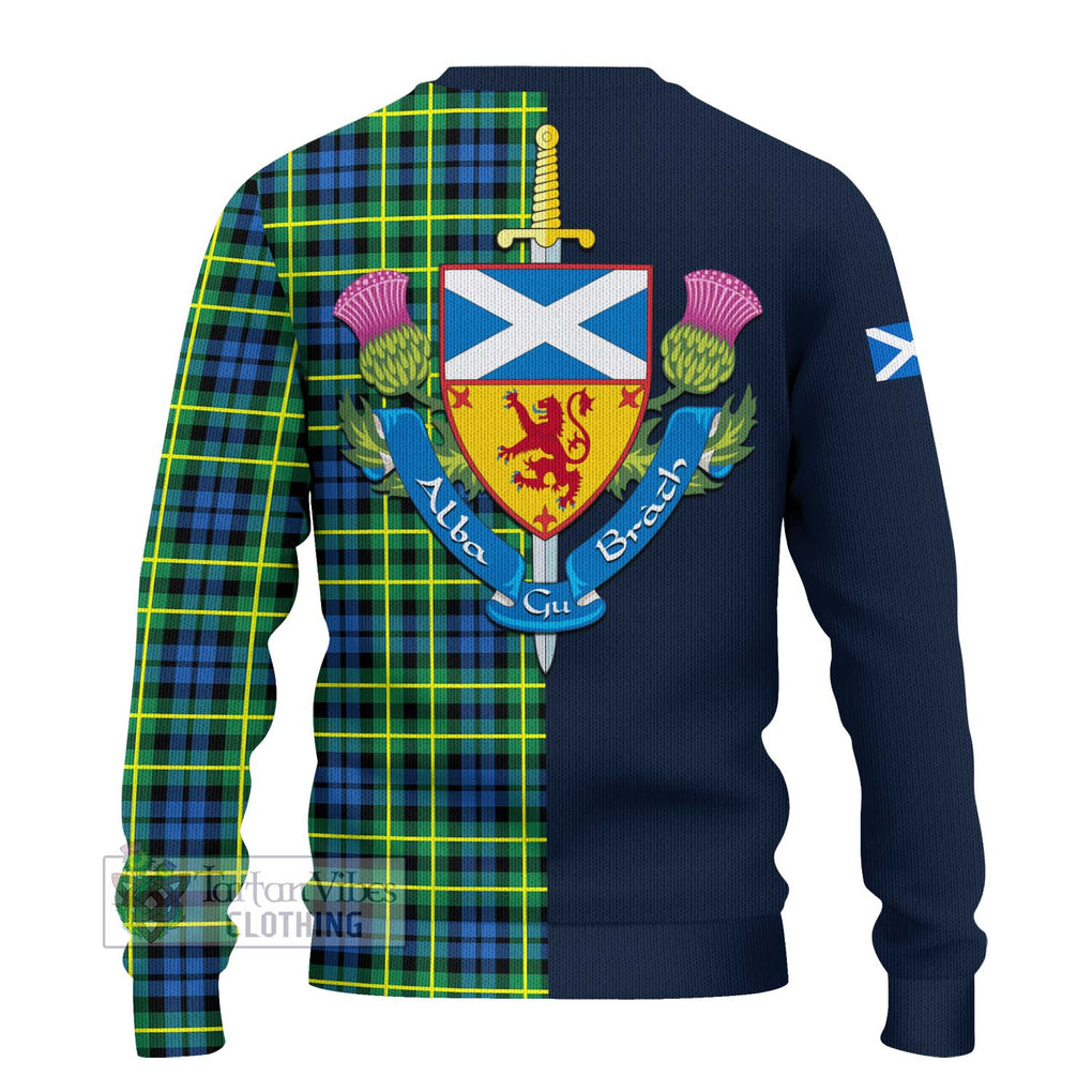 Tartan Vibes Clothing Campbell of Breadalbane Ancient Tartan Knitted Sweater with Scottish Lion Royal Arm Half Style