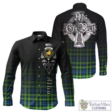 Campbell of Breadalbane Ancient Tartan Long Sleeve Button Up Featuring Alba Gu Brath Family Crest Celtic Inspired