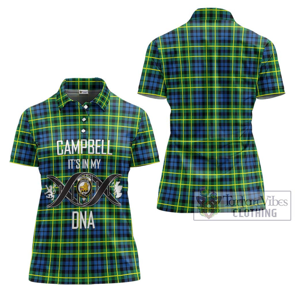 Campbell of Breadalbane Ancient Tartan Women's Polo Shirt with Family Crest DNA In Me Style - Tartanvibesclothing Shop