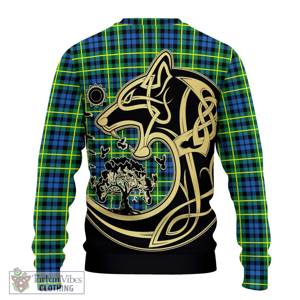 Campbell of Breadalbane Ancient Tartan Knitted Sweater with Family Crest Celtic Wolf Style - Tartan Vibes Clothing