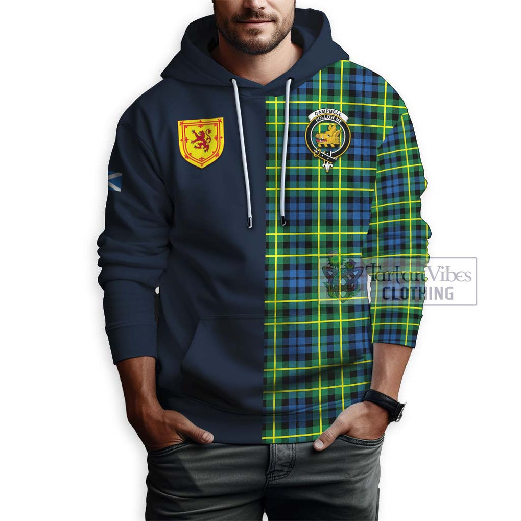 Tartan Vibes Clothing Campbell of Breadalbane Ancient Tartan Hoodie with Scottish Lion Royal Arm Half Style