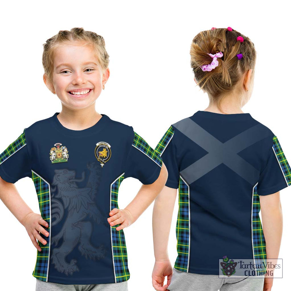 Campbell of Breadalbane Ancient Tartan Kid T-Shirt with Family Crest and Lion Rampant Vibes Sport Style - Tartan Vibes Clothing