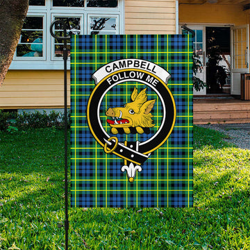 Campbell of Breadalbane Ancient Tartan Flag with Family Crest