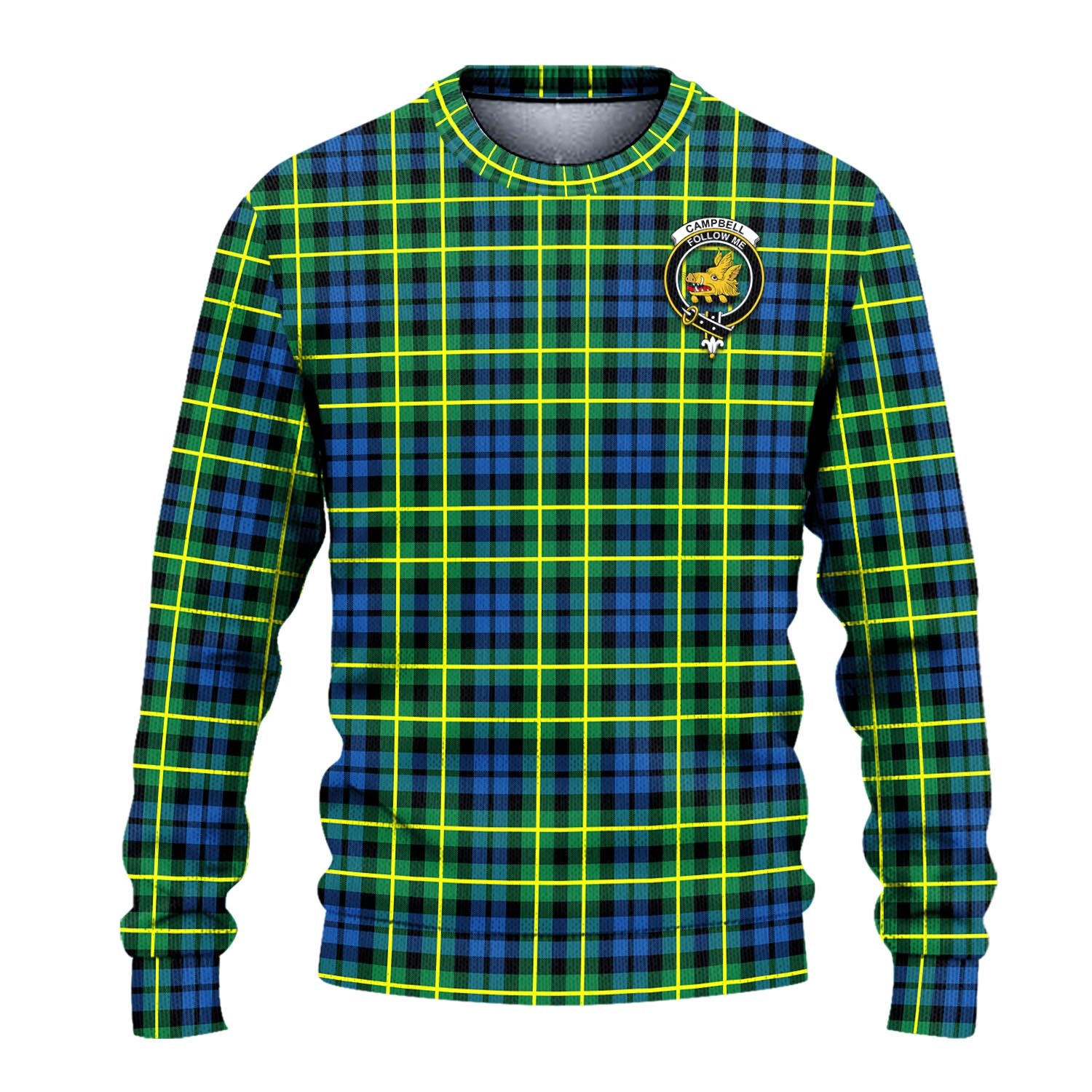 Campbell of Breadalbane Ancient Tartan Knitted Sweater with Family Crest - Tartanvibesclothing