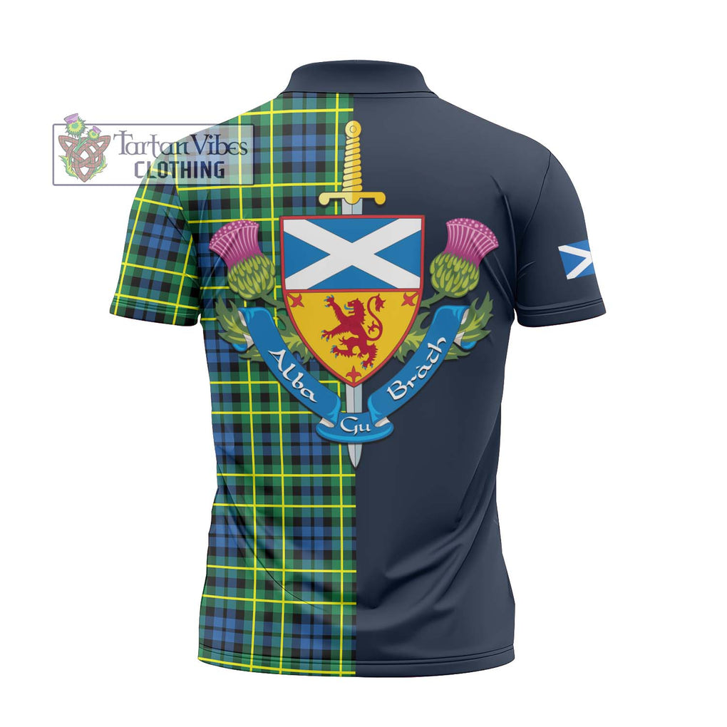 Tartan Vibes Clothing Campbell of Breadalbane Ancient Tartan Zipper Polo Shirt with Scottish Lion Royal Arm Half Style