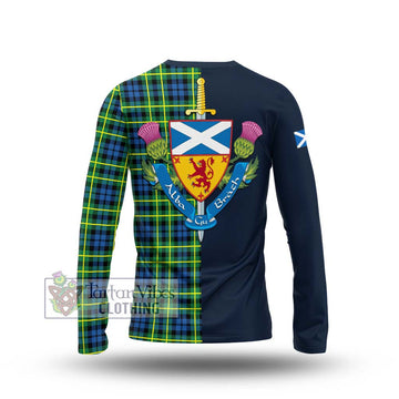 Campbell of Breadalbane Ancient Tartan Long Sleeve T-Shirt Alba with Scottish Lion Royal Arm Half Style