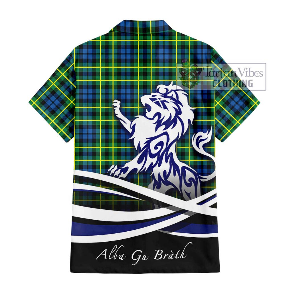 Campbell of Breadalbane Ancient Tartan Short Sleeve Button Shirt with Alba Gu Brath Regal Lion Emblem - Tartanvibesclothing Shop