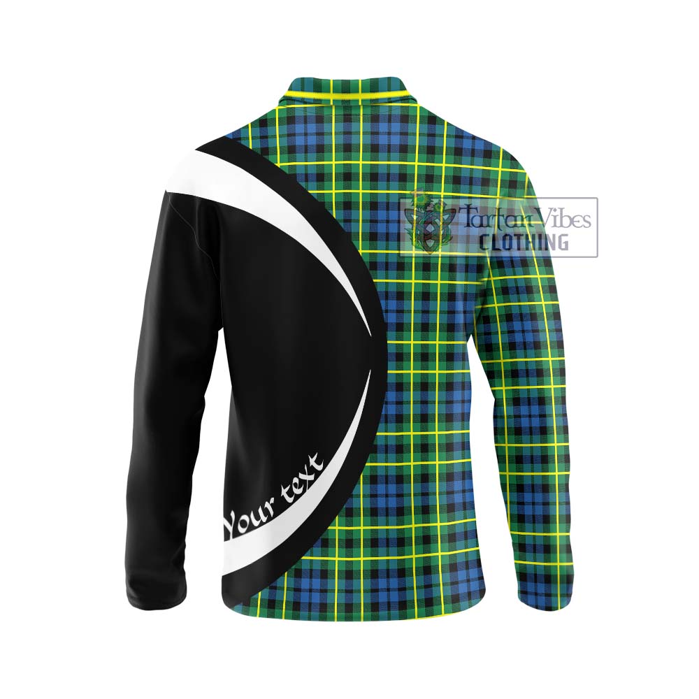 Campbell of Breadalbane Ancient Tartan Long Sleeve Polo Shirt with Family Crest Circle Style - Tartan Vibes Clothing