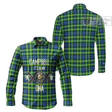 Campbell of Breadalbane Ancient Tartan Long Sleeve Button Shirt with Family Crest DNA In Me Style