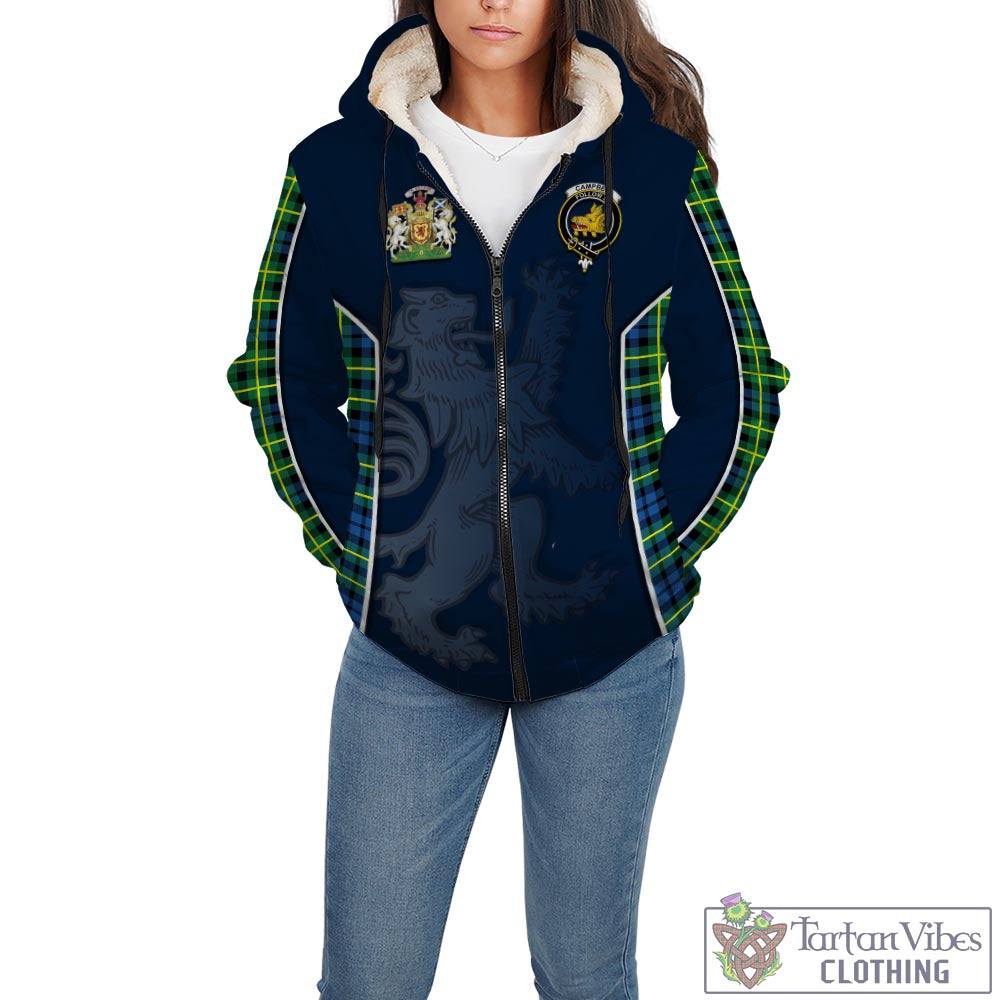 Tartan Vibes Clothing Campbell of Breadalbane Ancient Tartan Sherpa Hoodie with Family Crest and Lion Rampant Vibes Sport Style