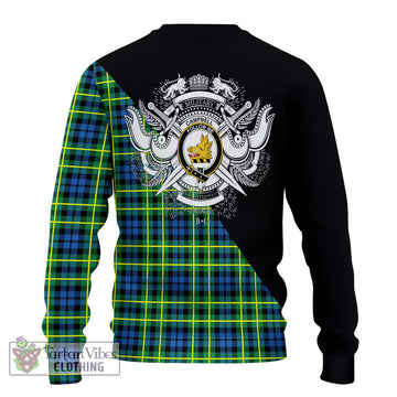 Campbell of Breadalbane Ancient Tartan Ugly Sweater with Family Crest and Military Logo Style