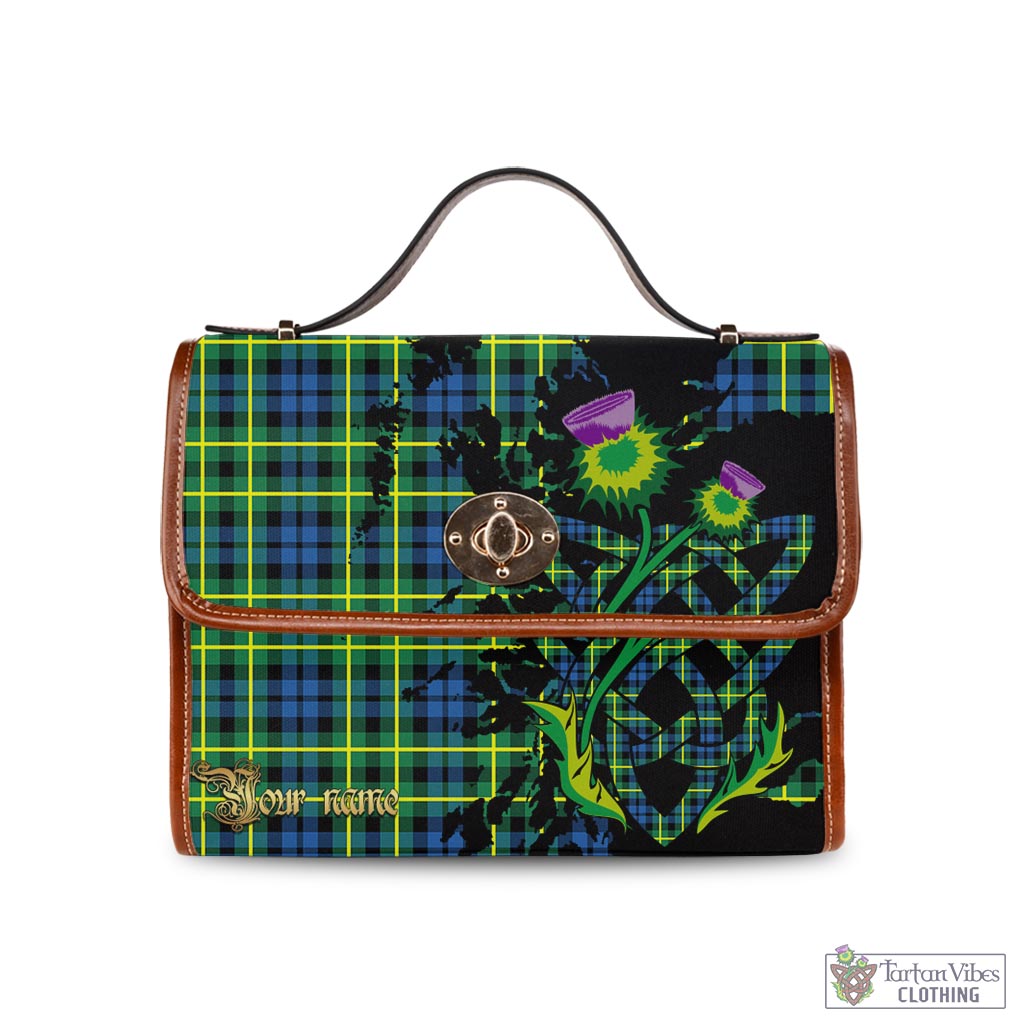 Tartan Vibes Clothing Campbell of Breadalbane Ancient Tartan Waterproof Canvas Bag with Scotland Map and Thistle Celtic Accents