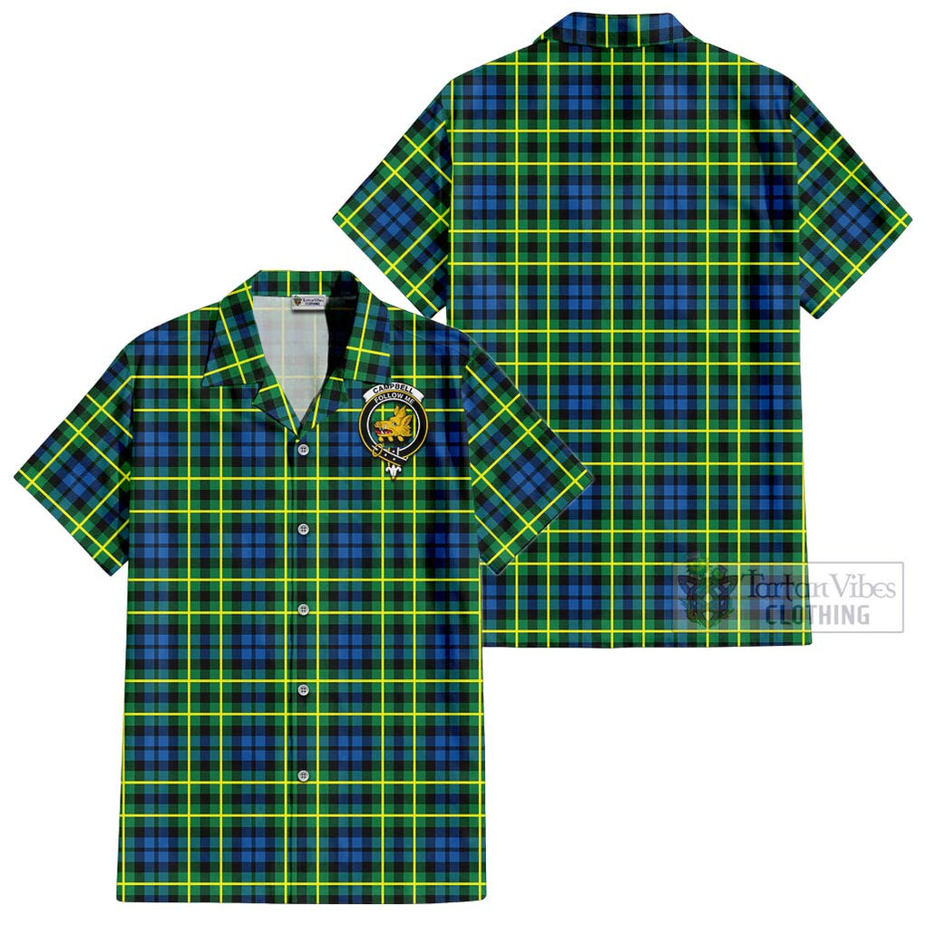 Campbell of Breadalbane Ancient Tartan Cotton Hawaiian Shirt with Family Crest Kid - Tartan Vibes Clothing