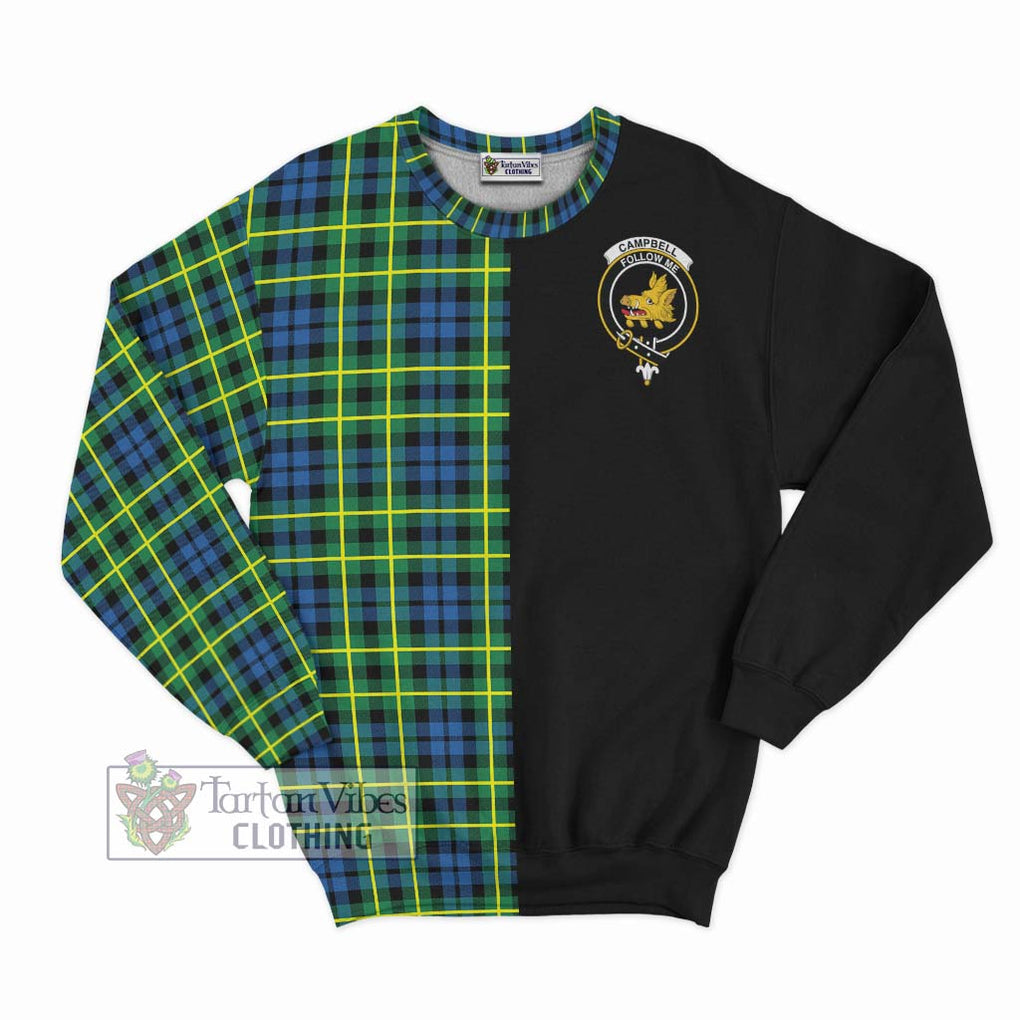 Campbell of Breadalbane Ancient Tartan Sweatshirt with Family Crest and Half Of Me Style - Tartanvibesclothing Shop