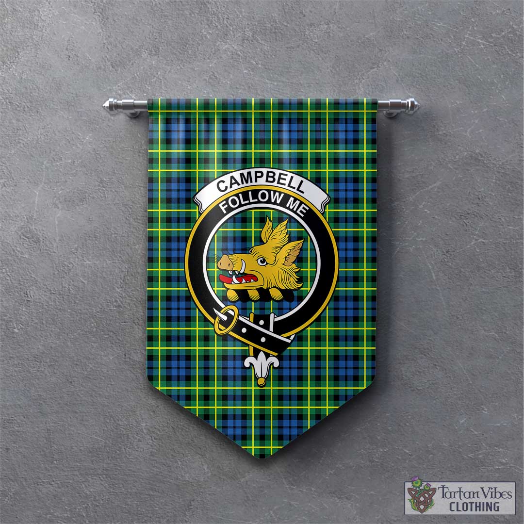 Tartan Vibes Clothing Campbell of Breadalbane Ancient Tartan Gonfalon, Tartan Banner with Family Crest