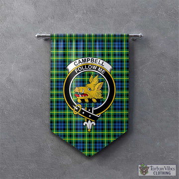 Campbell of Breadalbane Ancient Tartan Gonfalon, Tartan Banner with Family Crest