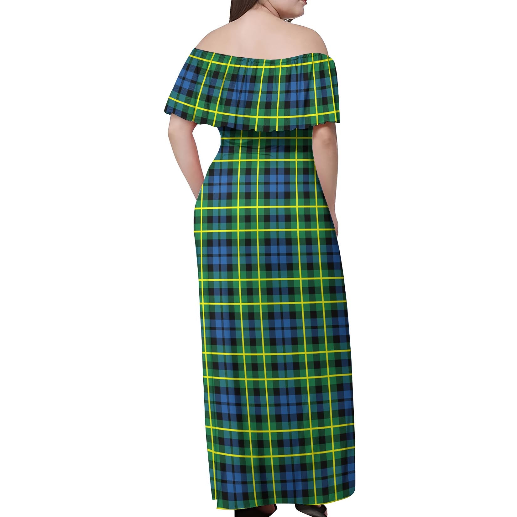 Campbell of Breadalbane Ancient Tartan Off Shoulder Long Dress - Tartanvibesclothing