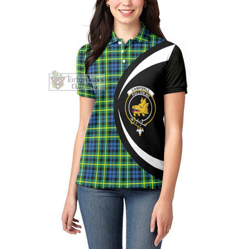 Campbell of Breadalbane Ancient Tartan Women's Polo Shirt with Family Crest Circle Style