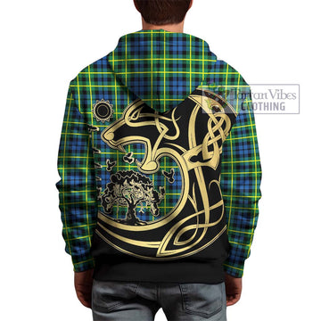 Campbell of Breadalbane Ancient Tartan Hoodie with Family Crest Celtic Wolf Style