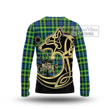 Campbell of Breadalbane Ancient Tartan Long Sleeve T-Shirt with Family Crest Celtic Wolf Style