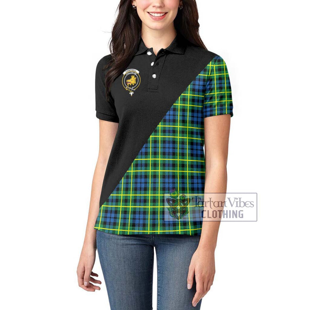 Campbell of Breadalbane Ancient Tartan Women's Polo Shirt with Family Crest and Military Logo Style - Tartanvibesclothing Shop