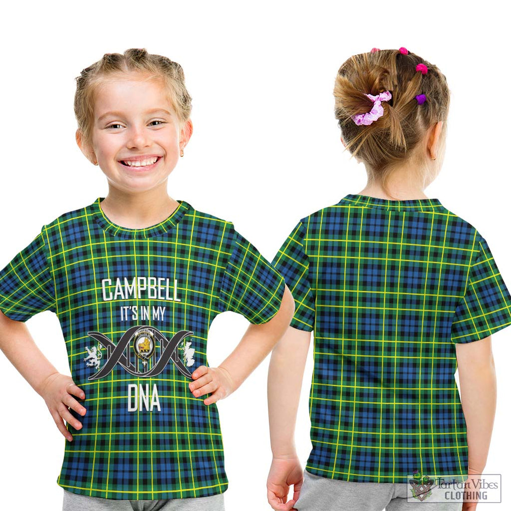 Campbell of Breadalbane Ancient Tartan Kid T-Shirt with Family Crest DNA In Me Style - Tartanvibesclothing Shop