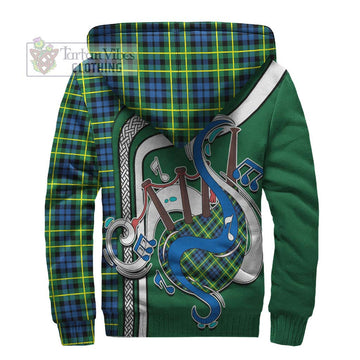 Campbell of Breadalbane Ancient Tartan Sherpa Hoodie with Epic Bagpipe Style