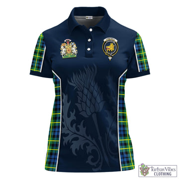 Campbell of Breadalbane Ancient Tartan Women's Polo Shirt with Family Crest and Scottish Thistle Vibes Sport Style