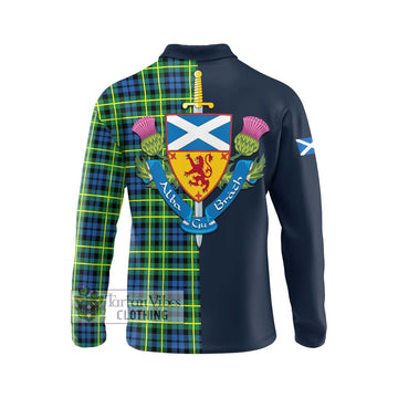 Campbell of Breadalbane Ancient Tartan Long Sleeve Polo Shirt Alba with Scottish Lion Royal Arm Half Style