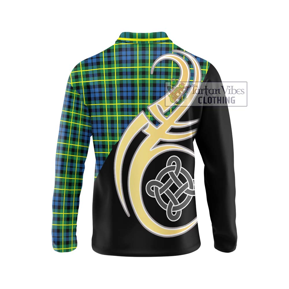 Campbell of Breadalbane Ancient Tartan Long Sleeve Polo Shirt with Family Crest and Celtic Symbol Style - Tartan Vibes Clothing