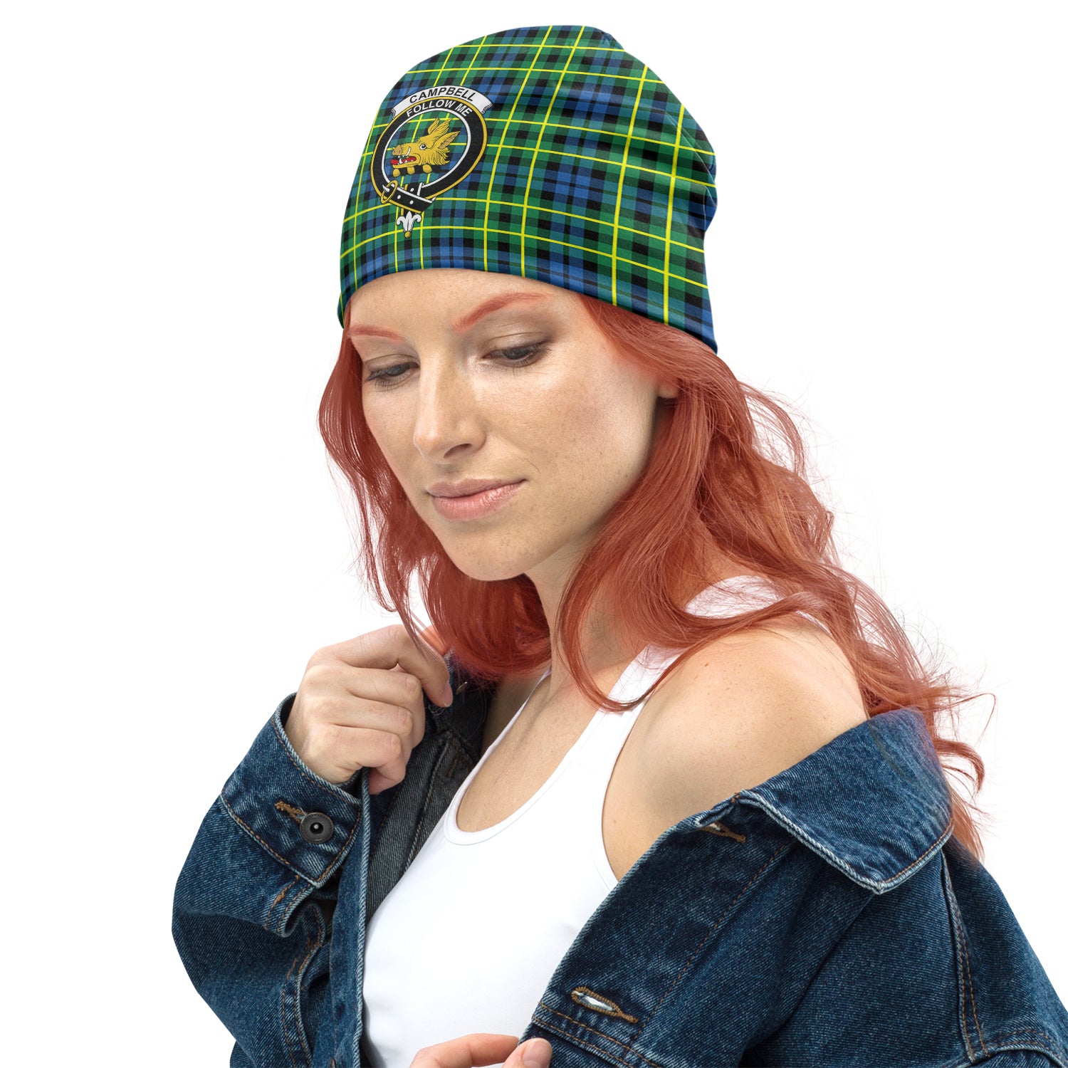 Campbell of Breadalbane Ancient Tartan Beanies Hat with Family Crest - Tartan Vibes Clothing