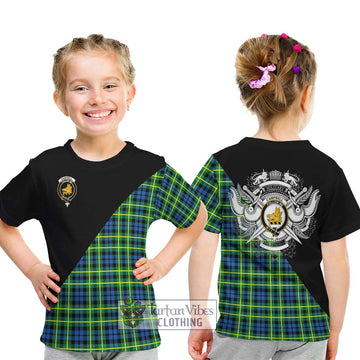 Campbell of Breadalbane Ancient Tartan Kid T-Shirt with Family Crest and Military Logo Style