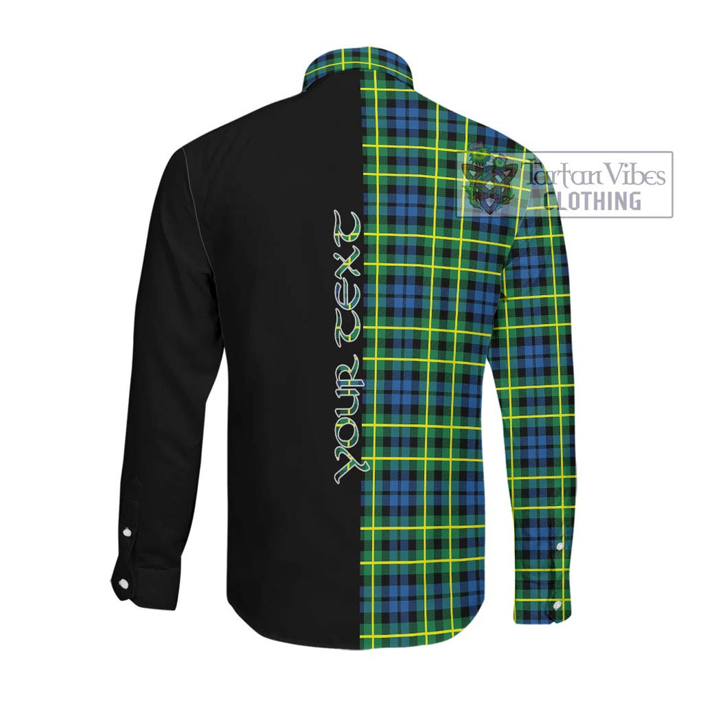 Campbell of Breadalbane Ancient Tartan Long Sleeve Button Shirt with Family Crest and Half Of Me Style Men's Shirt - Tartanvibesclothing Shop