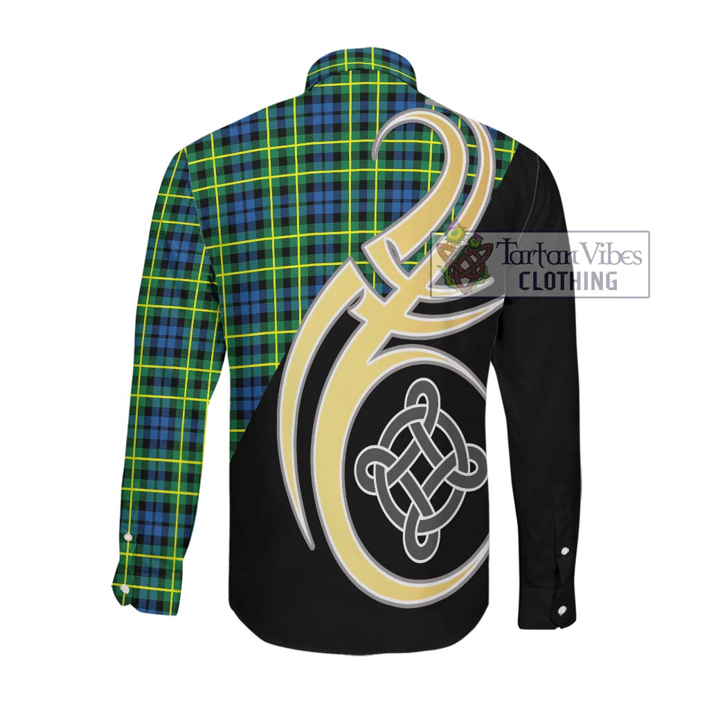 Tartan Vibes Clothing Campbell of Breadalbane Ancient Tartan Long Sleeve Button Shirt with Family Crest and Celtic Symbol Style