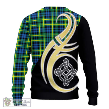 Campbell of Breadalbane Ancient Tartan Ugly Sweater with Family Crest and Celtic Symbol Style