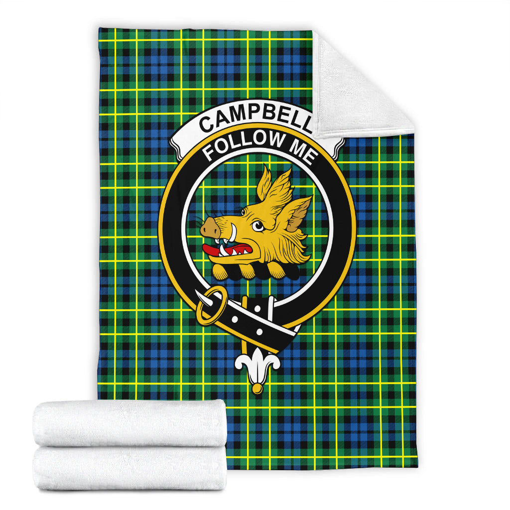 Campbell of Breadalbane Ancient Tartan Blanket with Family Crest - Tartan Vibes Clothing