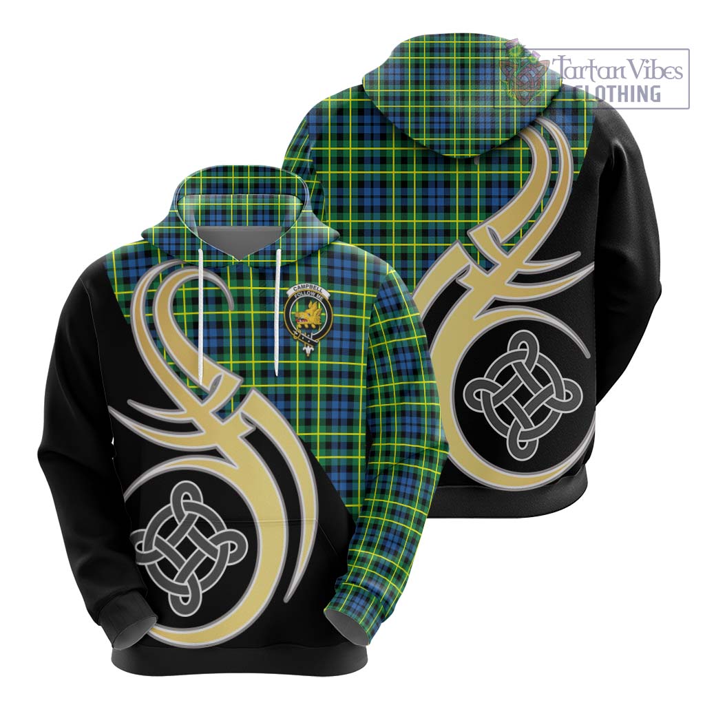 Campbell of Breadalbane Ancient Tartan Hoodie with Family Crest and Celtic Symbol Style - Tartan Vibes Clothing