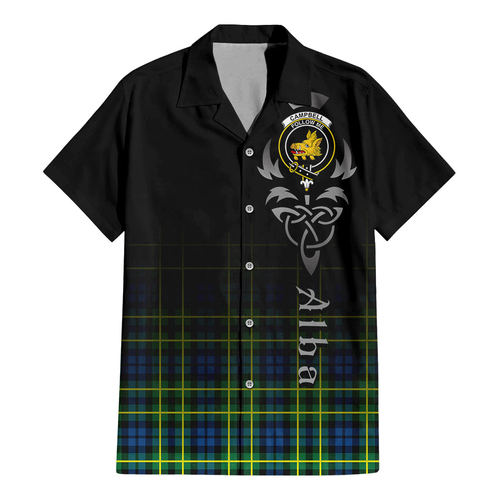 Tartan Vibes Clothing Campbell of Breadalbane Ancient Tartan Short Sleeve Button Up Featuring Alba Gu Brath Family Crest Celtic Inspired