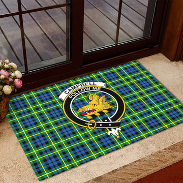 Campbell of Breadalbane Ancient Tartan Door Mat with Family Crest