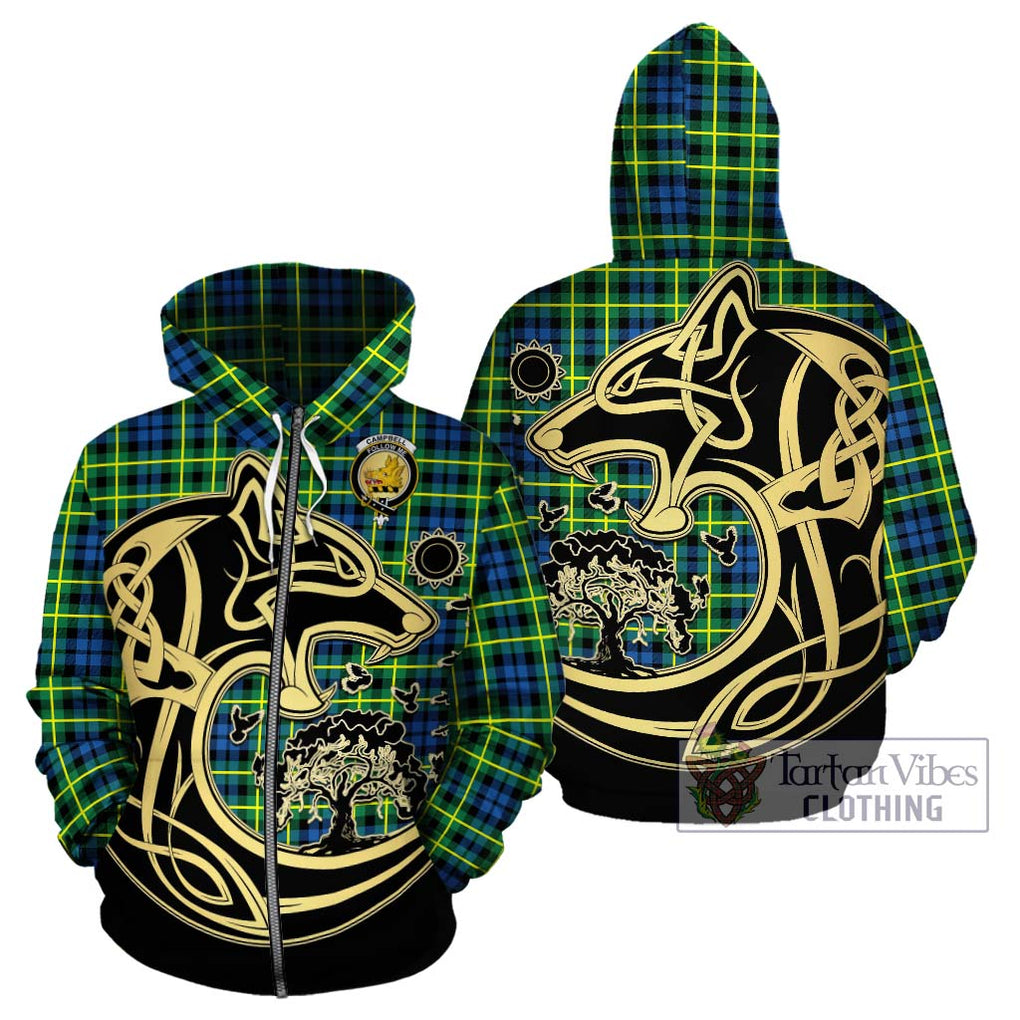 Campbell of Breadalbane Ancient Tartan Hoodie with Family Crest Celtic Wolf Style - Tartan Vibes Clothing