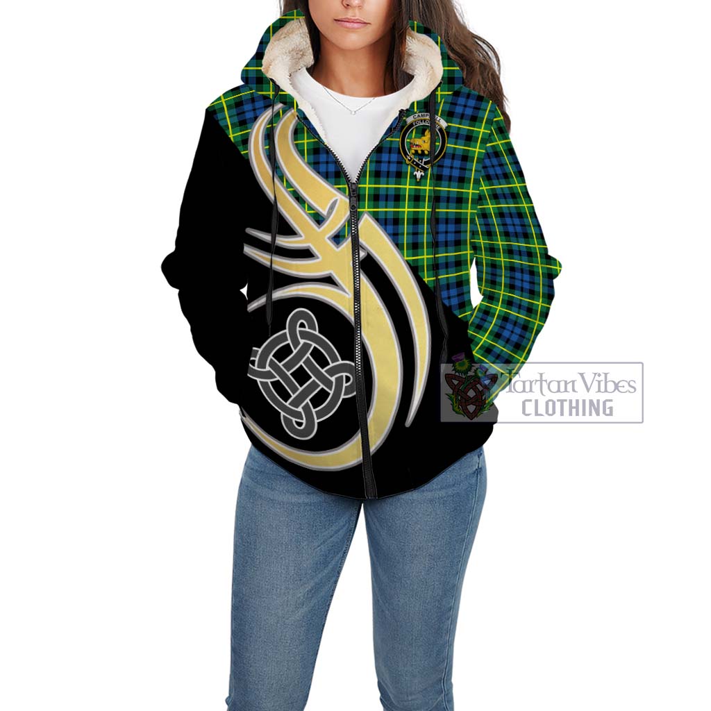 Campbell of Breadalbane Ancient Tartan Sherpa Hoodie with Family Crest and Celtic Symbol Style Unisex - Tartan Vibes Clothing